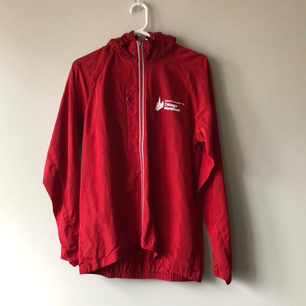 Like new red Chicago Marathon full zip light jacket